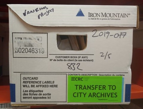 A box of City records transferred to the Archives. Photo by Kira Baker