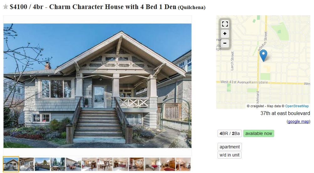 OpenStreetMap integrated with rental listings in the Vancouver Craigslist.