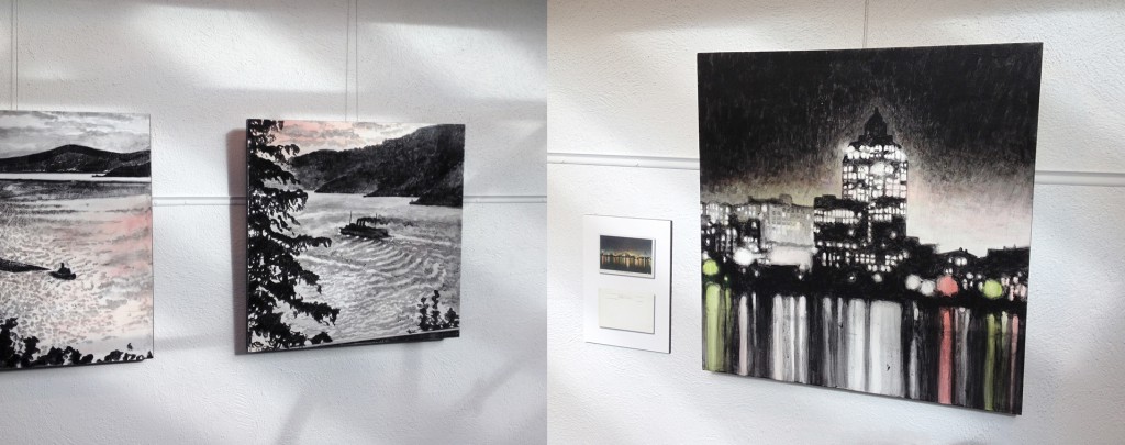 (l-R) Evening English Bay (ca.1919) – 2014 and a portion of City Lights (ca.1935) - 2015. Photo: C. Hagemoen